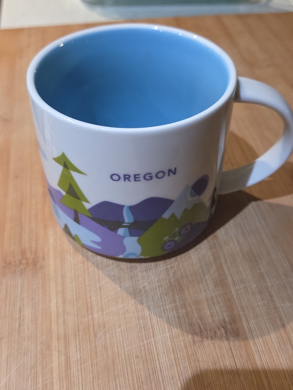 Starbucks You Are There SERIES Oregon Scenic Ceramic Coffee Mug - Blue Interior